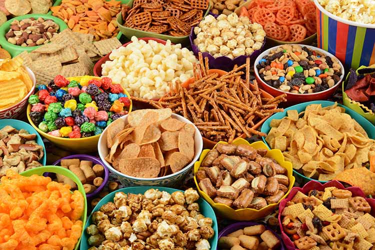 Various popular snacks