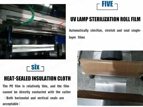 Rollo de película de esterilización con lámpara ultravioleta y dispositivo de corte y sellado térmico