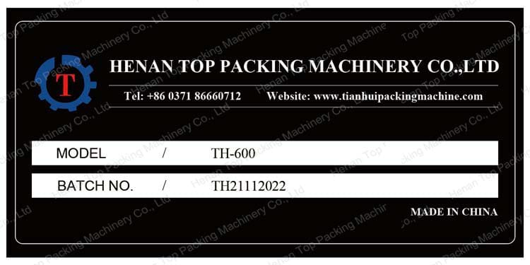 허난 최고 포장 기계의 Th-600 브랜드