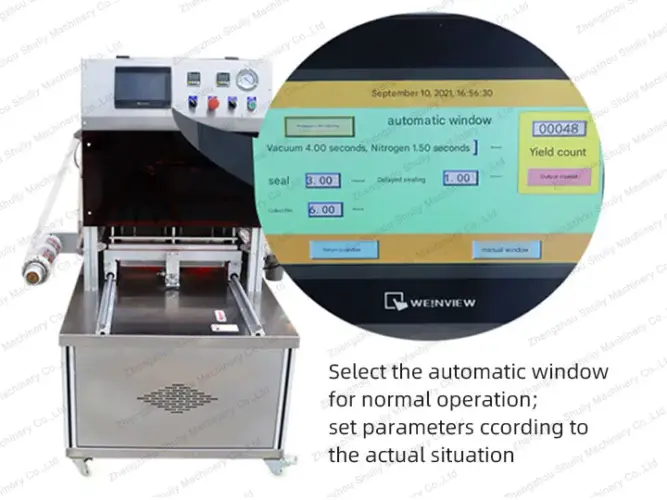Control panel of modified atmosphere packaging machine